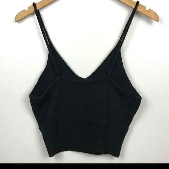 Knit Rose Embroidery Cropped Crochet Top Boho - Picture 4 of 5